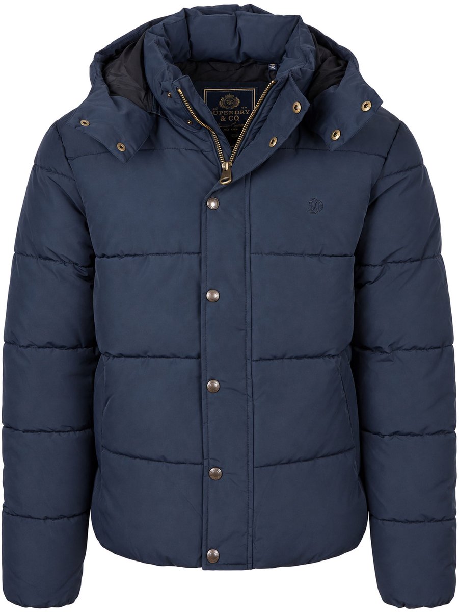 Superdry Pufferjas Premium Hooded – Heren Gewatteerde jassen Marineblauw