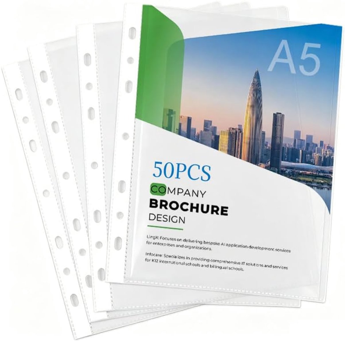 50 stuks transparante hoezen A4 glashelder extra sterk 160µ, premium brochurehoezen A4 stabiel voor ringband, hoogwaardige transparante folies A4s als documentenhoezen, veilige folies A4s voor kantoor