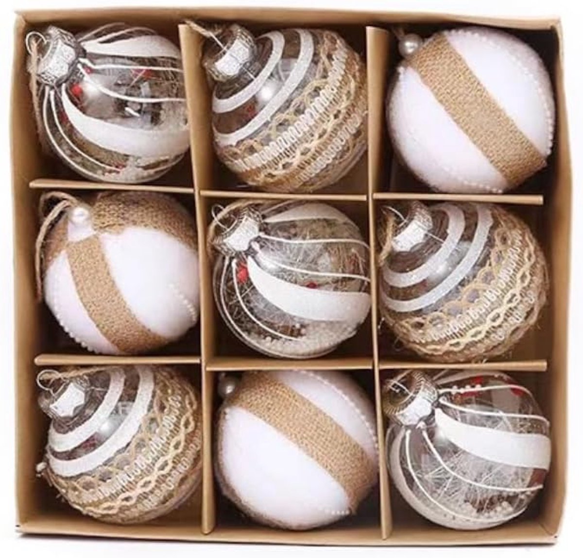 Kerstballen, diameter 8 cm, champagnekleur, kerstballen, kerstdecoratie, kerstboomversiering (variant 2)