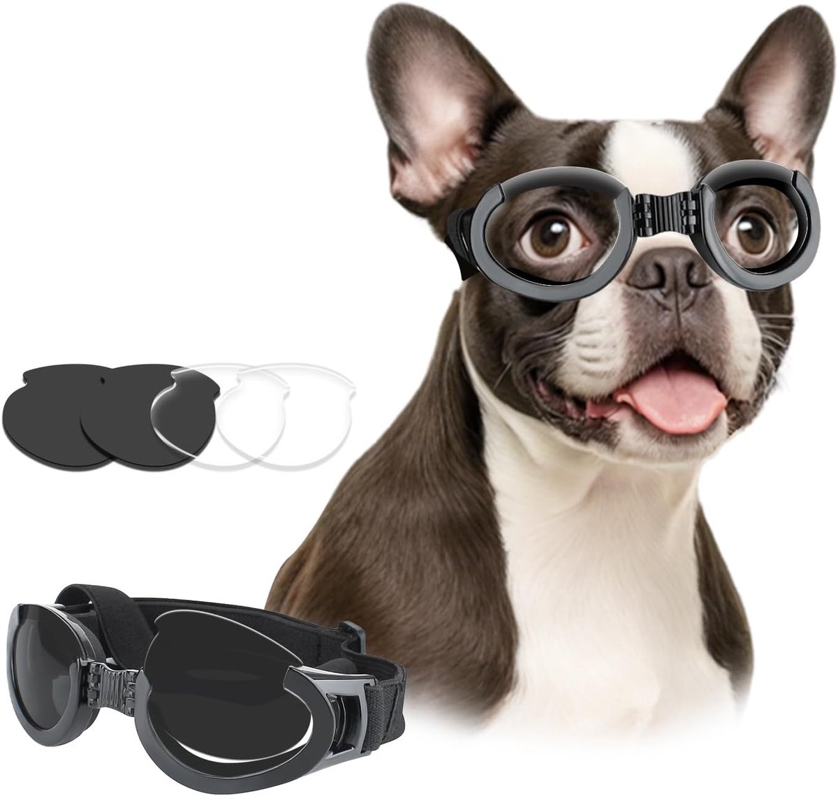 Uv-bestendige hondenzonnebril met verwisselbare lens, zonnebril voor middelgrote tot grote honden, paardrijden, autorijden, reizen in de open lucht