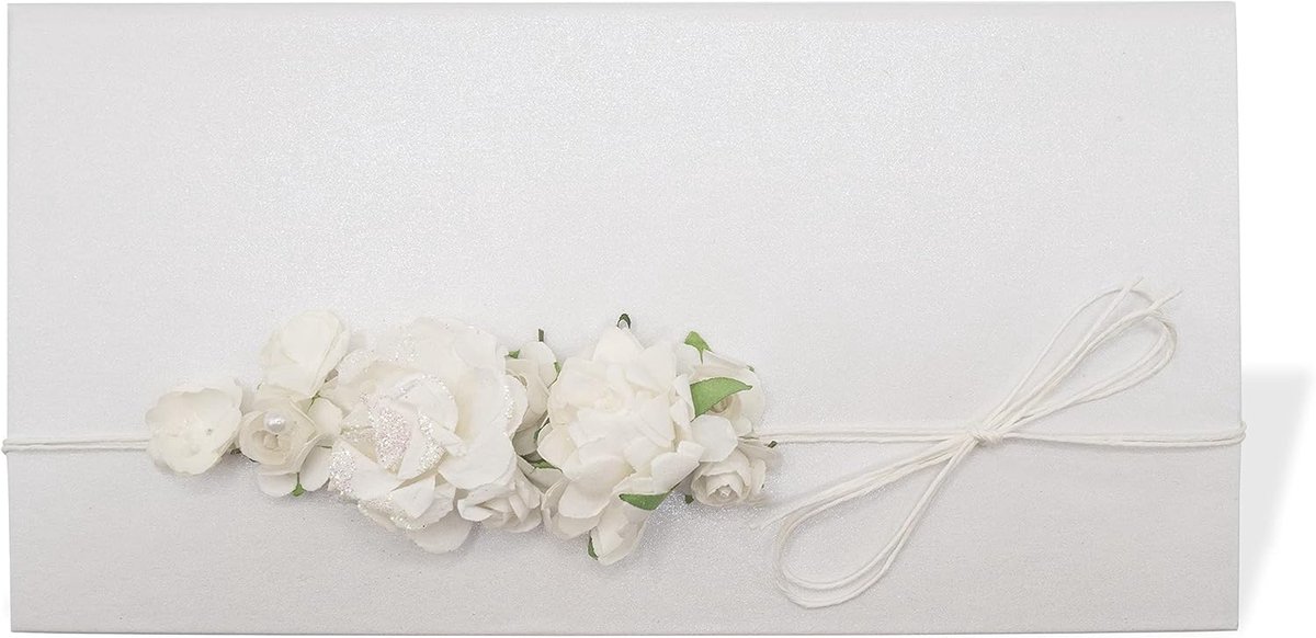 Geldenvelop voor bruiloft, geldcadeau met cadeaukaart voor bruidegom, doop, communie, ceremonie, felicitaties, 10,5 x 19,5 cm, wit