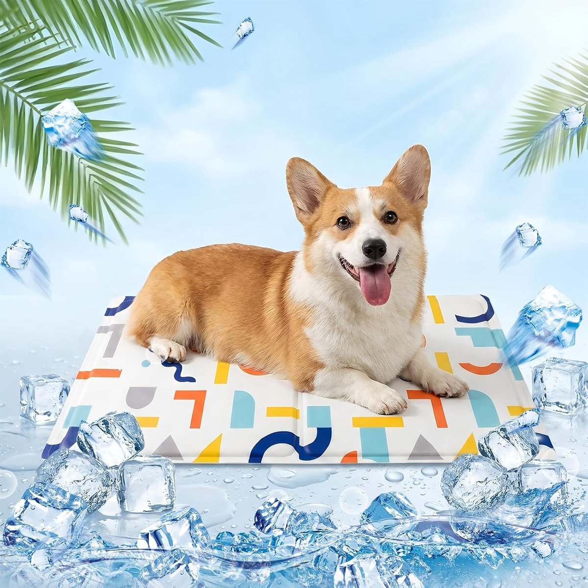 Hondenmat & kattenmat, hondenkussen, veilige en niet-giftige gel, koeldeken, koelkussen voor katten, wasbaar,zelfkoelend kussen met koude gel,koeldeken voor katten en honden,50×60 cm,L,wit