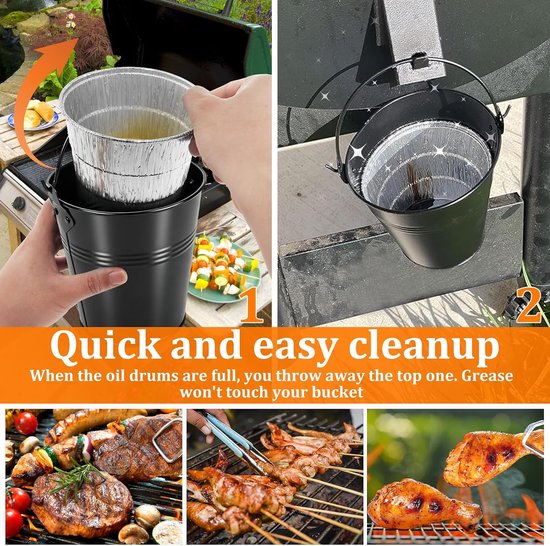Set met 15 Tin Liners Roestbestendig Ijzer Legering Druppel Vet Blikken Liners Vervanging Druppel Vet Emmer Liners Compatibel voor Traeger 20/22/34 Serie 15x14,3cm — afbeelding 4