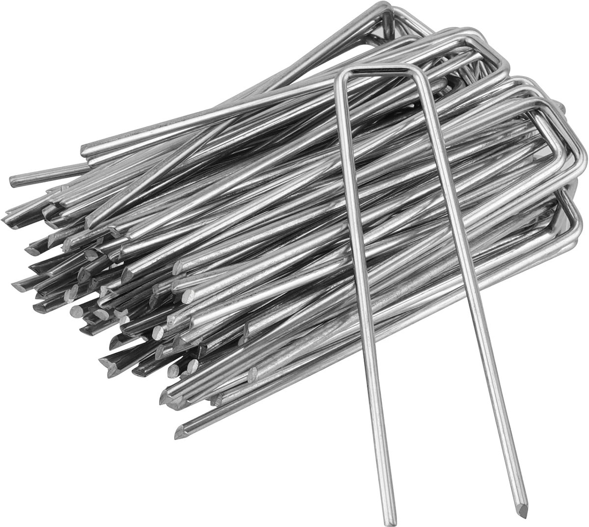 150 stuks gegalvaniseerde grondankers, 100 x 13 mm, Ø 3 mm, bevestigingsanker, grondankers van verzinkt, staal voor bevestiging van onkruiddoek, onkruidfolie, heggen, tuinvlies, omheining of