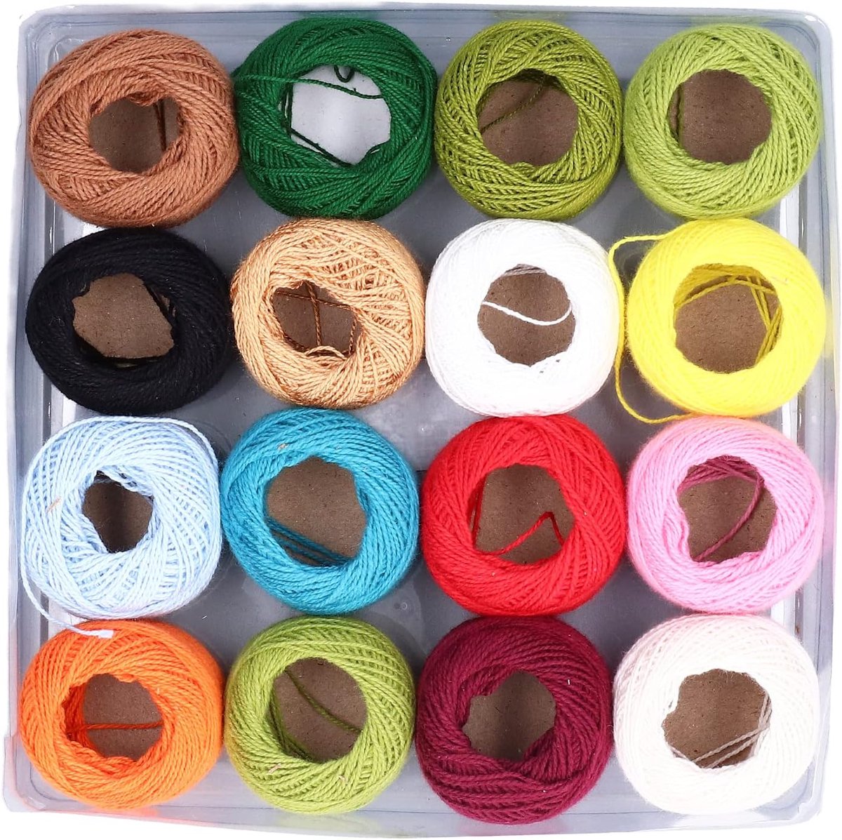 Haakdraadset 16 stuks hoogglanzend katoen garen 2 strengen 45 meter per bol voor sjaals dekens babylaarzen borduurwerk en DIY mini-projecten