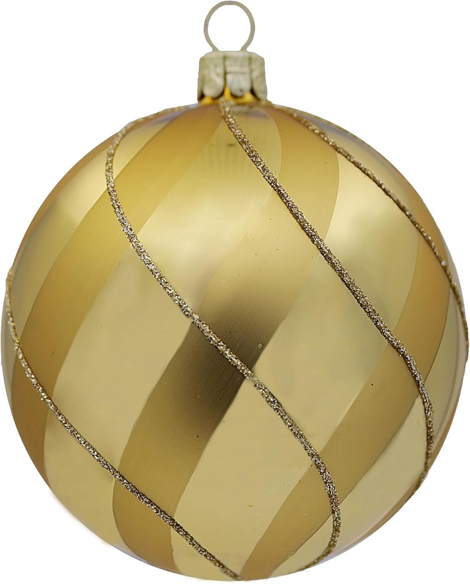 Kerstballen (diameter 8 cm) van mondgeblazen en met de hand versierd glas
