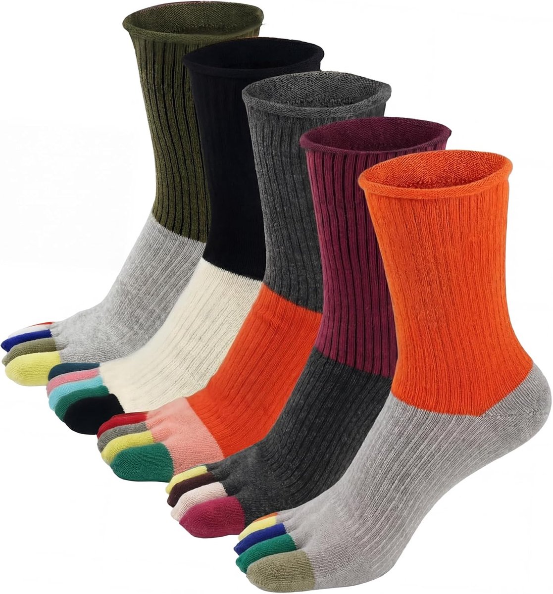 Sokken voor dames, ademend katoen, teenslippers voor dames, anti-blistersokken voor wandelen, wandelen, hardlopen, sport