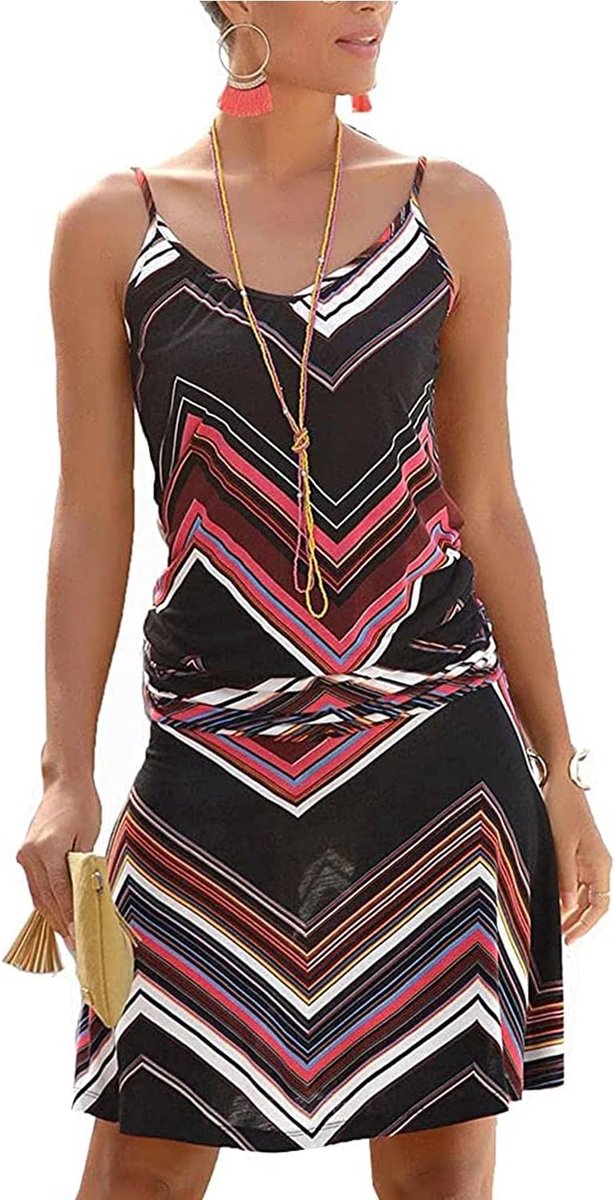 Strandjurk voor dames, zee, bedrukt, golvend, bikini-cover-up, mouwloos, strandjurk, tropisch, casual, zomerjurk, strandjurk, mouwloze jurk