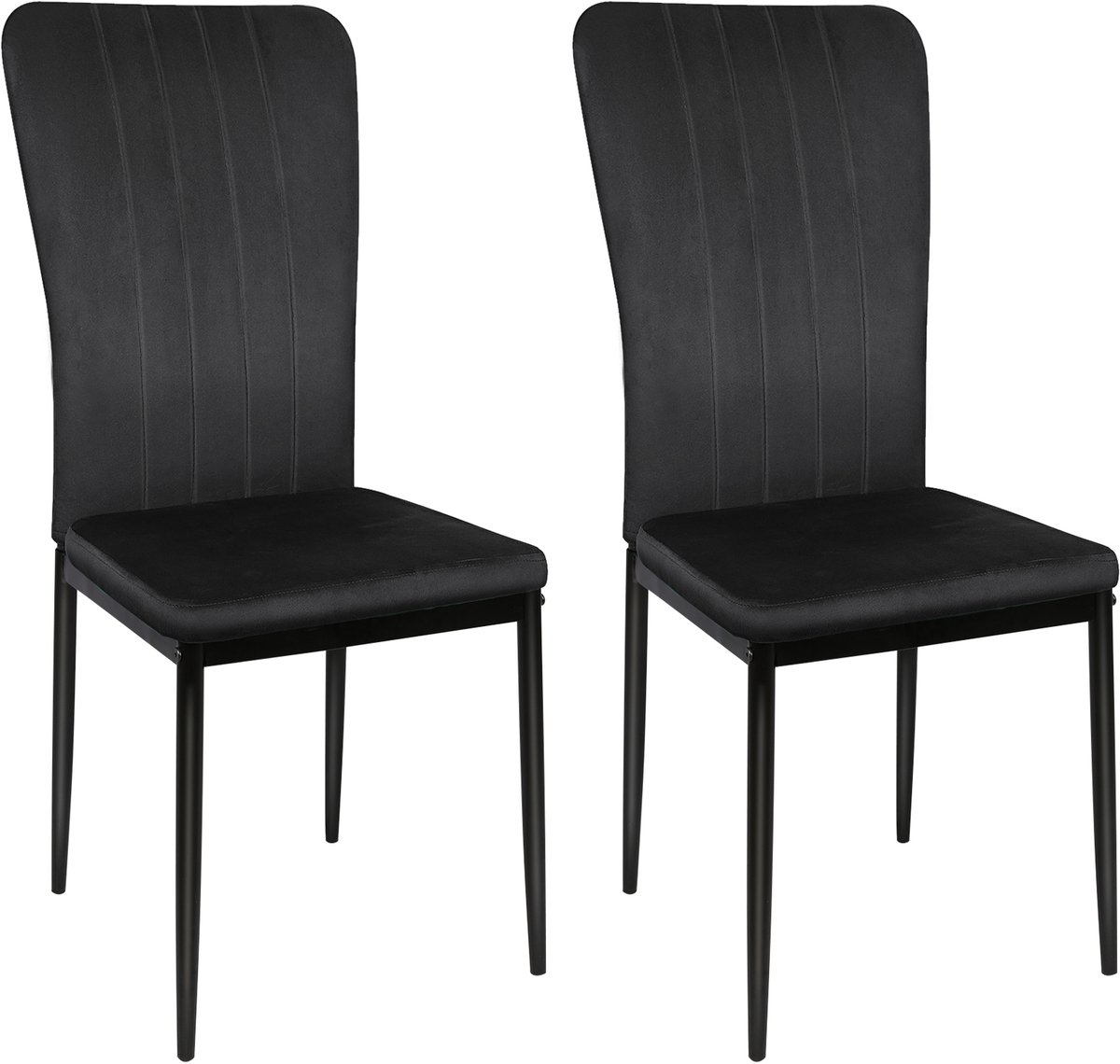 PIPIPOXER Eetkamerstoelen -Set van 2 - Velvet bekleed - Keukenstoel of eetkamerstoel - Zwart