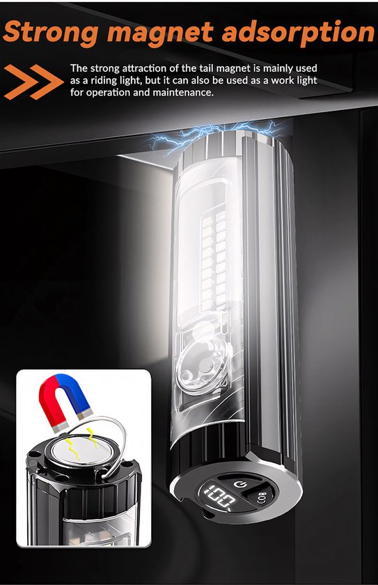 LED-fietsverlichtingsset – Voorlicht – Oplaadbaar via USB – Geschikt voor mountainbikes en racefietsen – Waterdicht ontwerp – Nood-powerbank voor telefoons — afbeelding 3