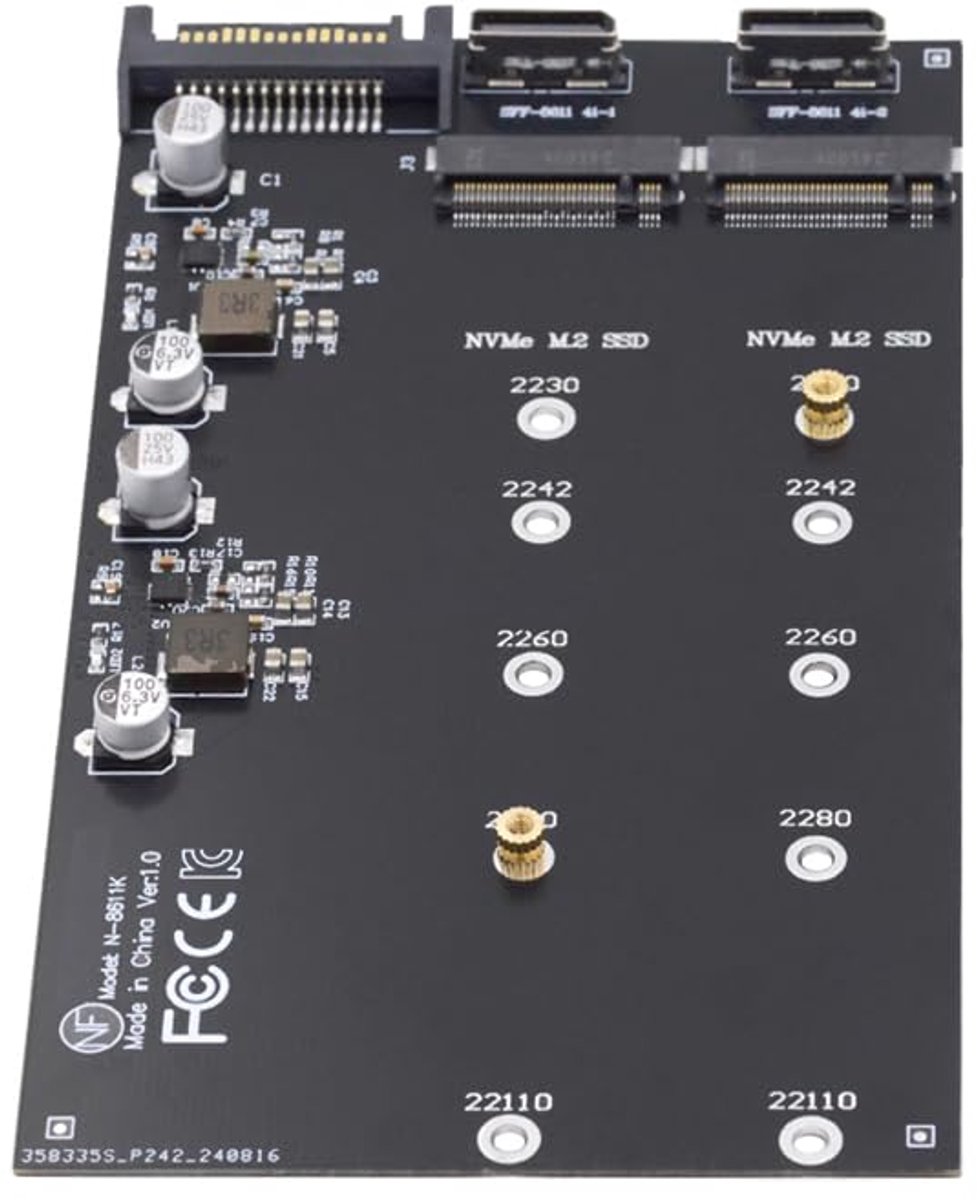 M.2 to Oculink adapter, PCIe NVME/AHCI SSD 2 to 2 SFF-8611/8612 adapter supports 2230/2242/2280/22100mm - ShopVlot