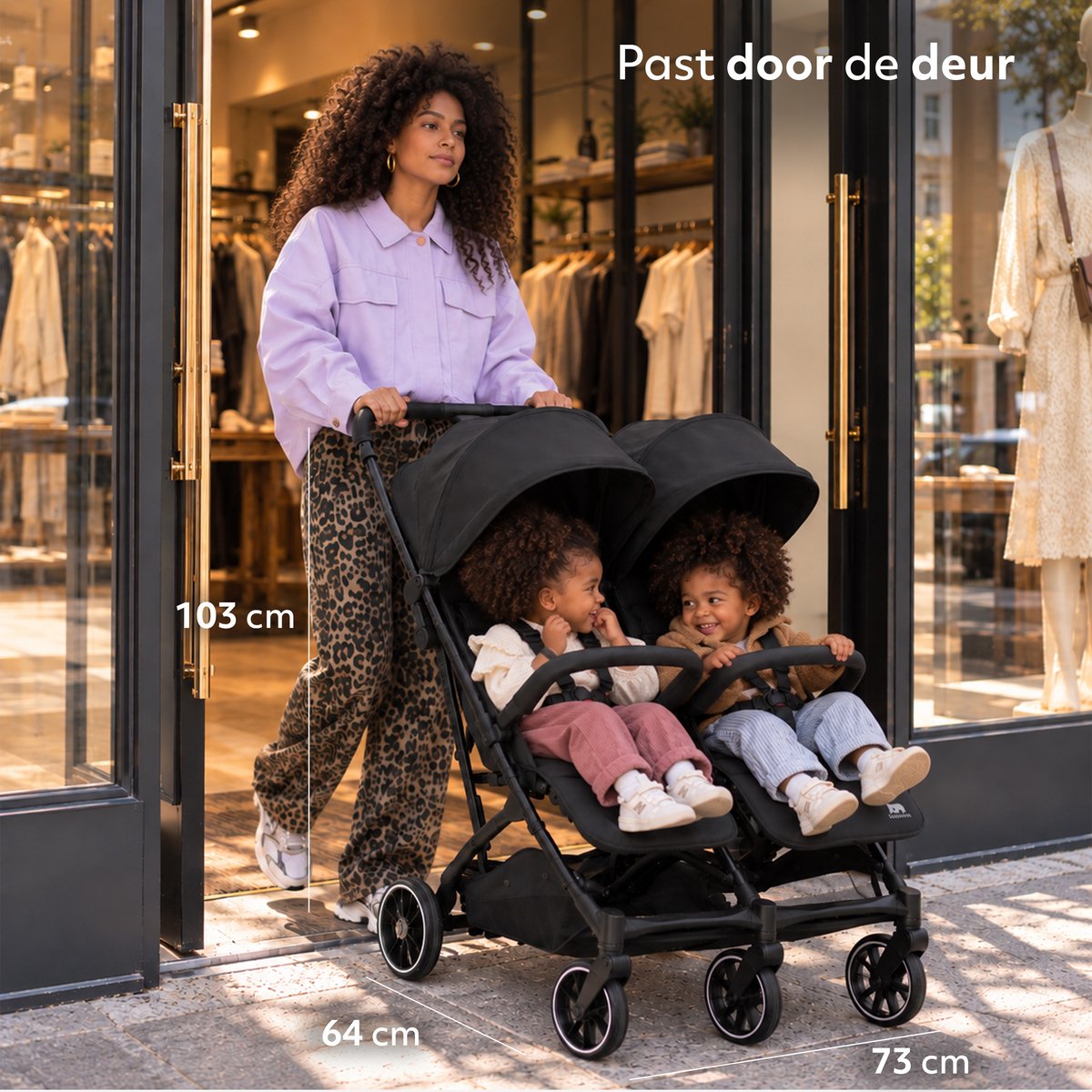 Deryan Rolo X2 Duo Buggy - 2 persoons - Compact & lichtgewicht - Zwart – foto 2