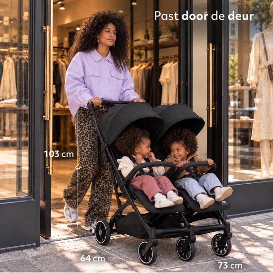 Deryan Luxe Rolo X2 Dubbele Buggy - Duo Buggy - Zwart van Deryan — afbeelding 2