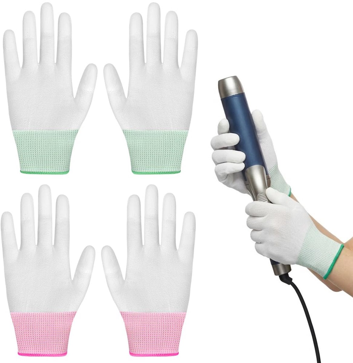 Hittebestendige handschoenen, thermo-handschoen voor haarstyling, bescherming tegen krultang, hittebestendige handschoenen met PU-vingers