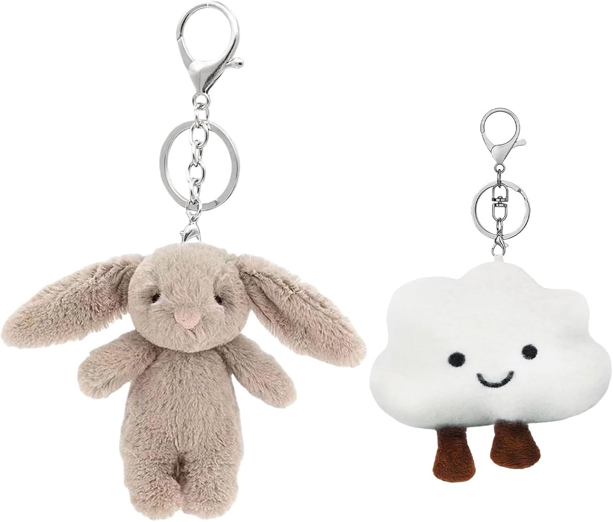 2 stuks Tashangers Schattige Sleutelhanger Konijn Pluche, Esthetische Tasbedel voor Dames & Meisjes, Rugzak & Handtas