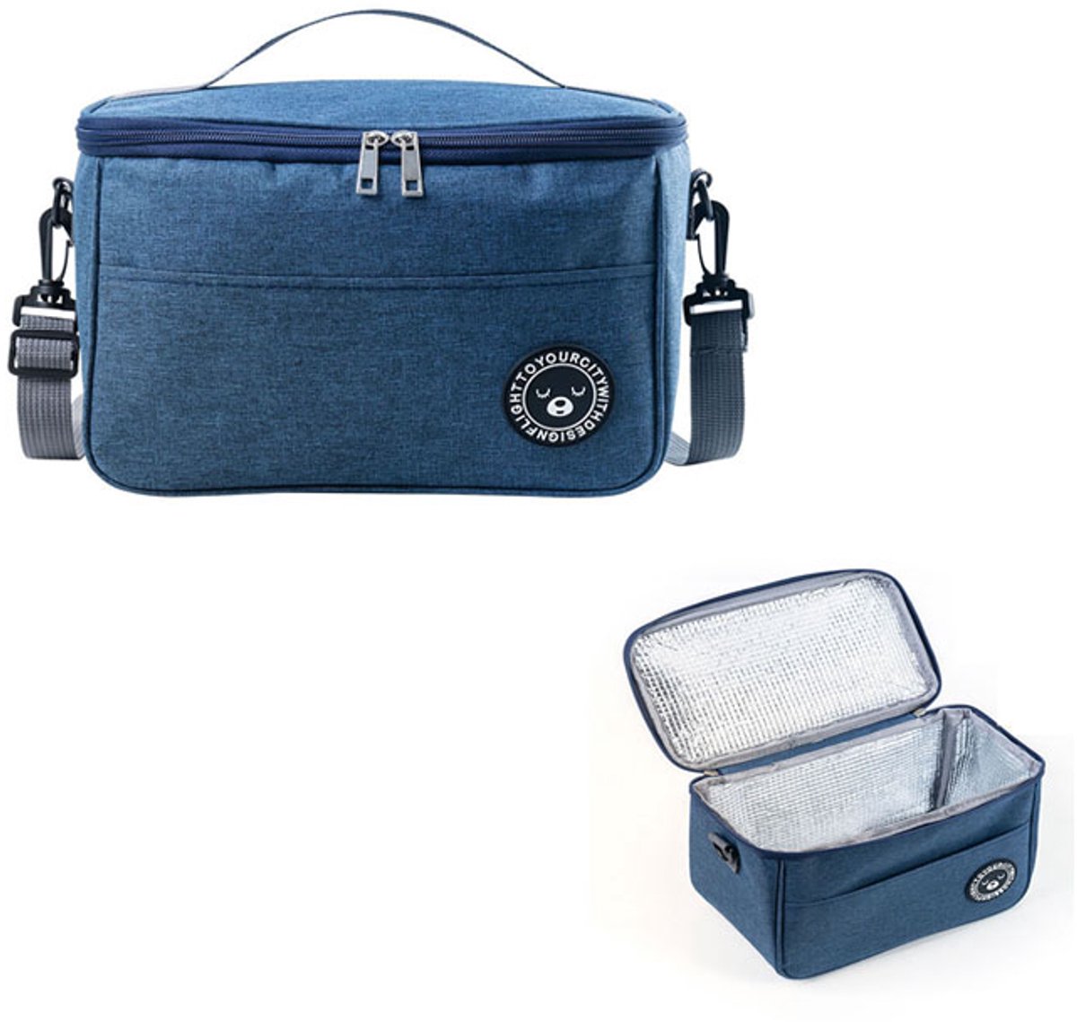 Geïsoleerde lunchtas - Geïsoleerde tas - Maat S - 24x14x17 cm - Houdt eten warm of koud - Afneembare schouderriem - Draagtas - Geschikt om de lunch warm te houden, voor woon-werkverkeer en wandelen - Blauw