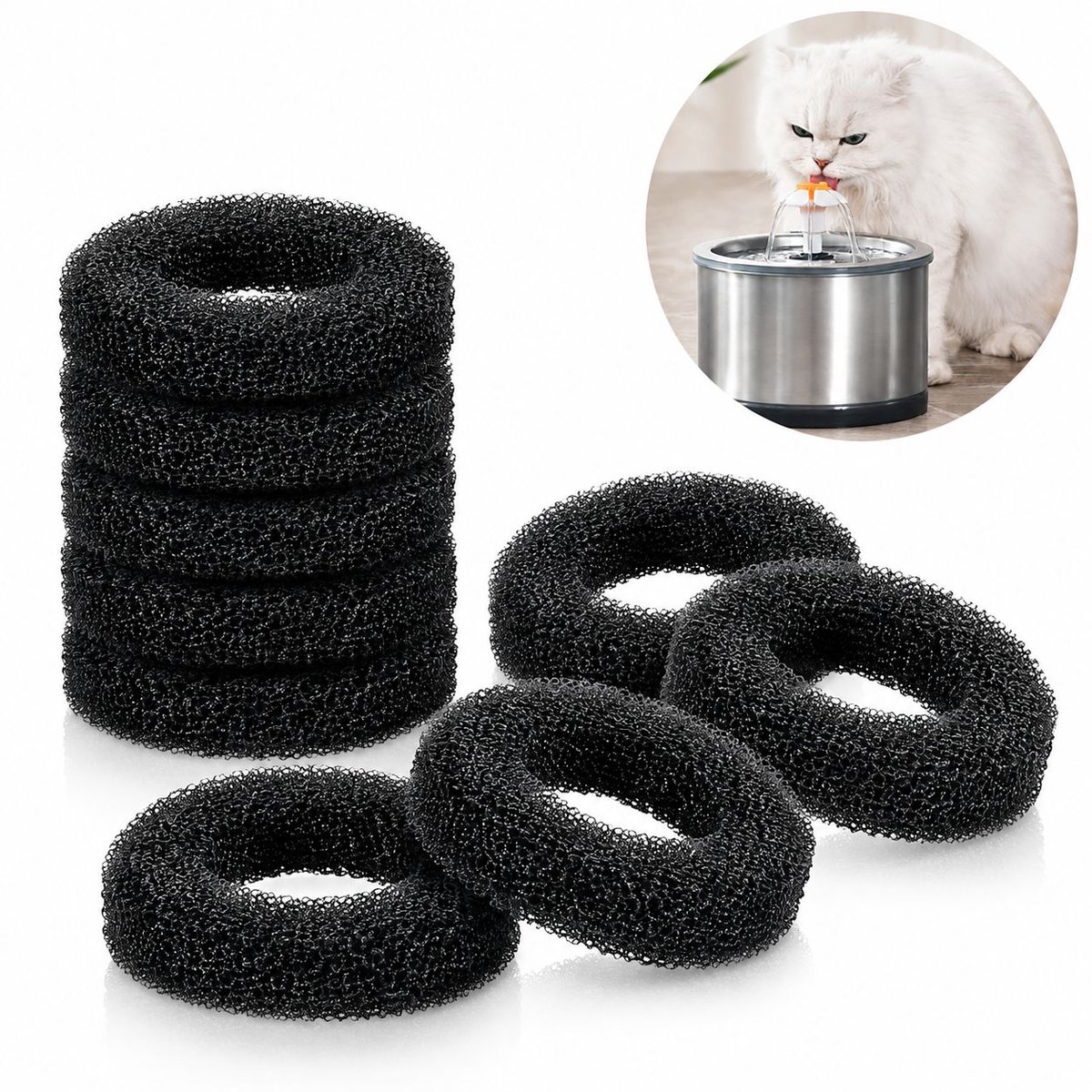 VHV - Schuimfilters - 8 stuks - Waterfilter spons vervanging - voor honden