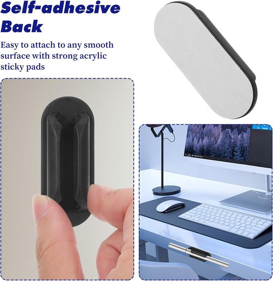 SnelShoppen - 10x Zelfklevende Potloodhouders voor Bureau, Siliconen Stylus Pen Organizer voor Muur, Clipboard, Kantoorbenodigdheden, Zwart, Kindvrien — afbeelding 2