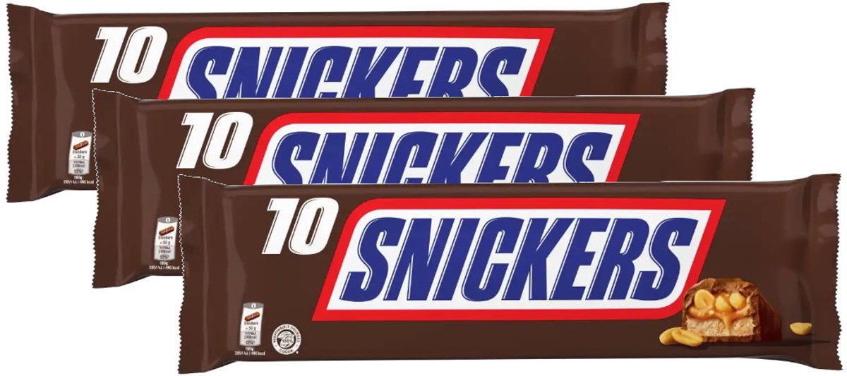 Snickers - Chocoladereep - Multipack - 1500g (3x500g) - 30 (3x10) Repen
