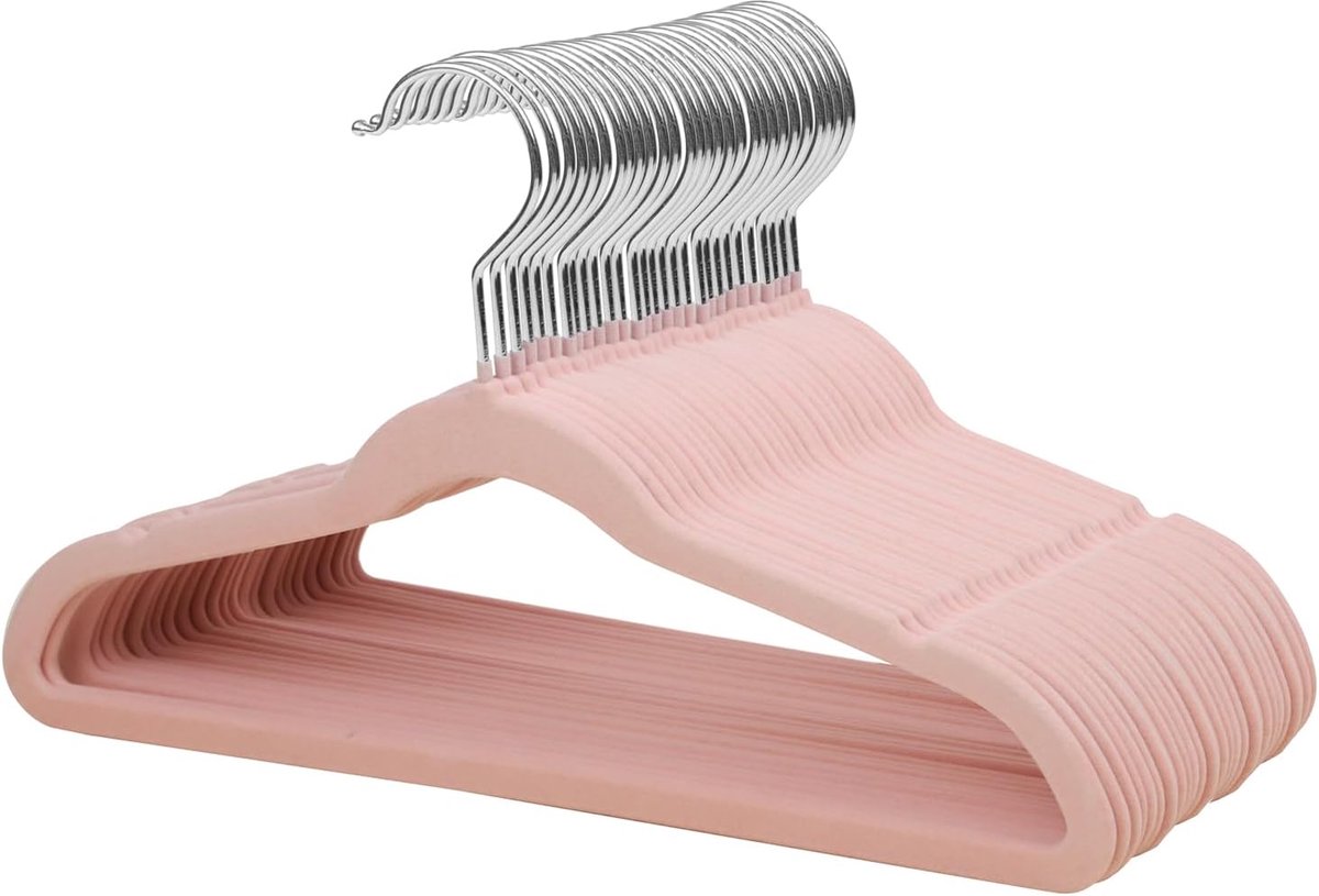 35cm Premium Kids Fluwelen Kleerhangers, Ultra-dunne Kinderkleerhangers met 360° Draaibare Haak, Antislip Vilthangers voor de Jeugd, Stevig & Duurzaam (32 Pak, Roze)