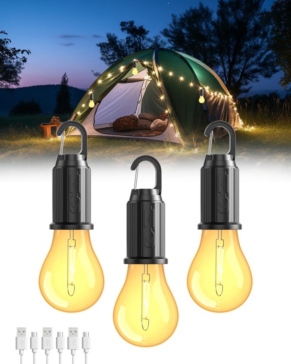 SnelShoppen - Oplaadbare Campinglamp - Waterdichte Tentlichten met 3 Lichtmodi - LED Lantern voor Camping, Hiking, Vissen, Backpacken, Noodverlichting