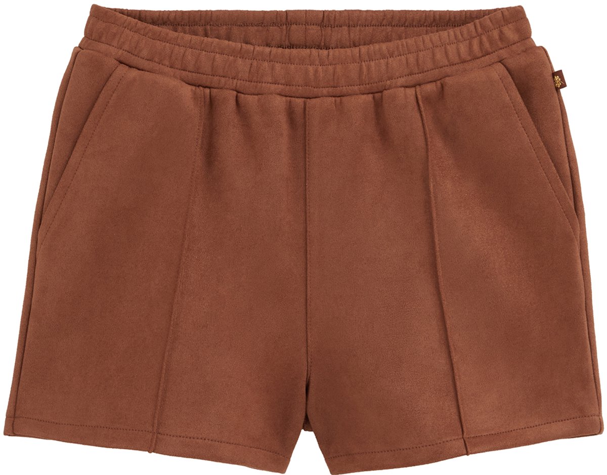 WE Fashion Meisjes relaxed fit short met suèdelook