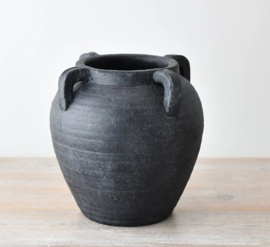 Grote Medora-vaas/ pot/ decoratie van 26,5 cm zwart