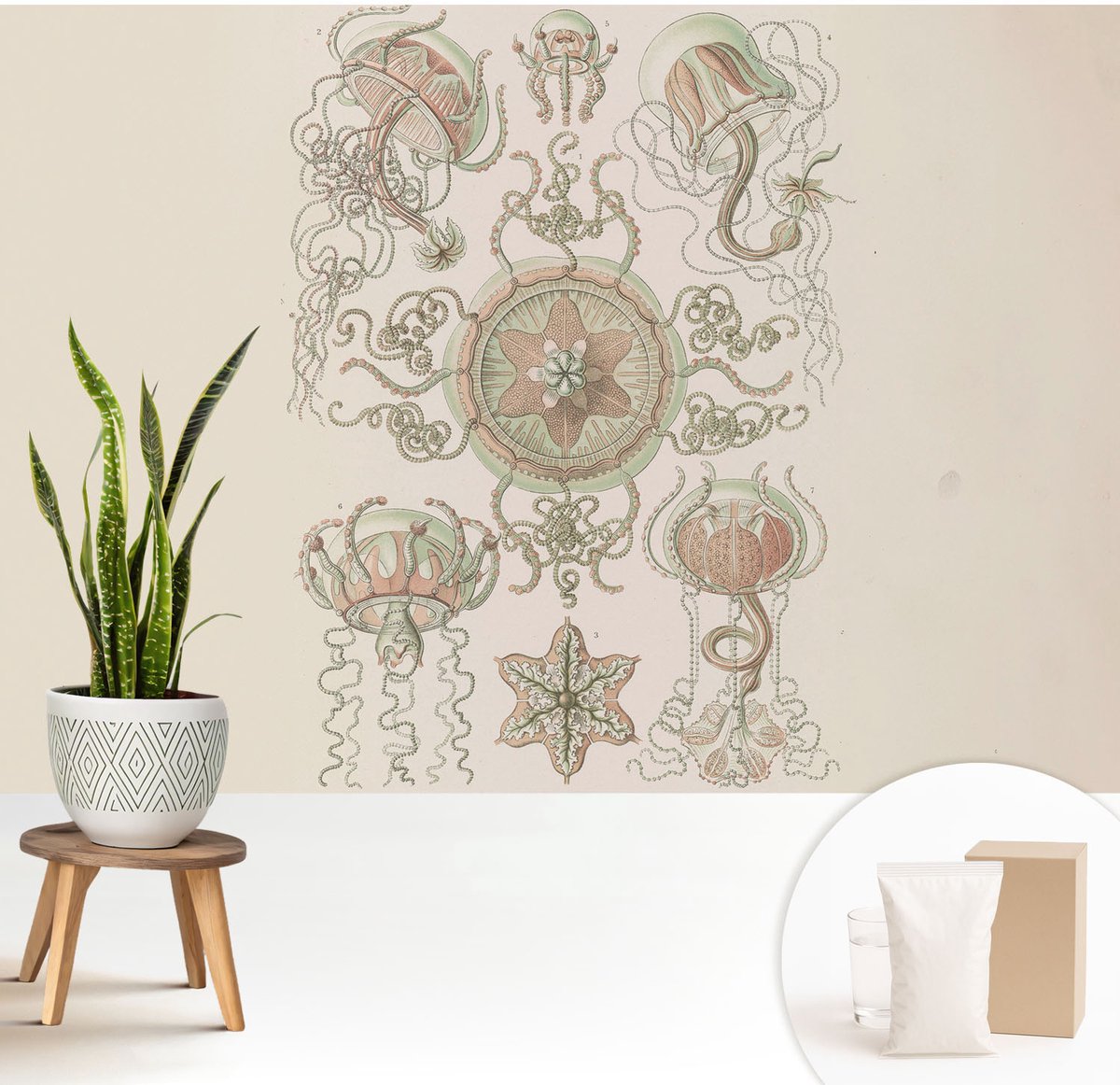 Wallfluent Fotobehang - Beige Vliesbehang - 208x146 cm - Onderwaterwereld Muurschildering - Slaapkamer behang Deel - Fotobehang Vlies - Slaapkamer behang