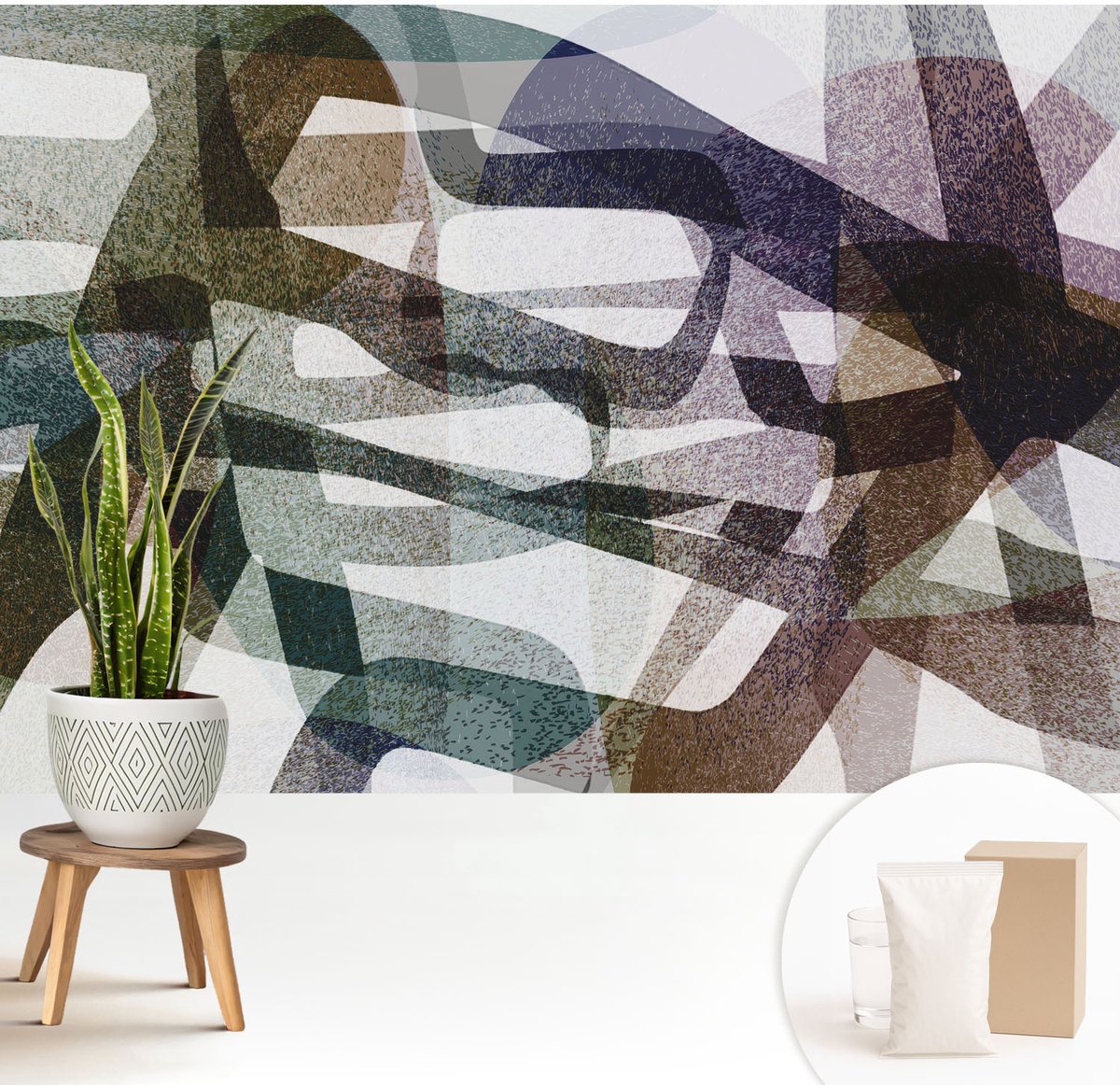 Wallfluent Fotobehang - Zwart Vliesbehang - 208x146 cm - Kleurrijke Strikken Fotobehang Vlies - Woonkamer behang Abstractie - Muurschildering - Hal behang