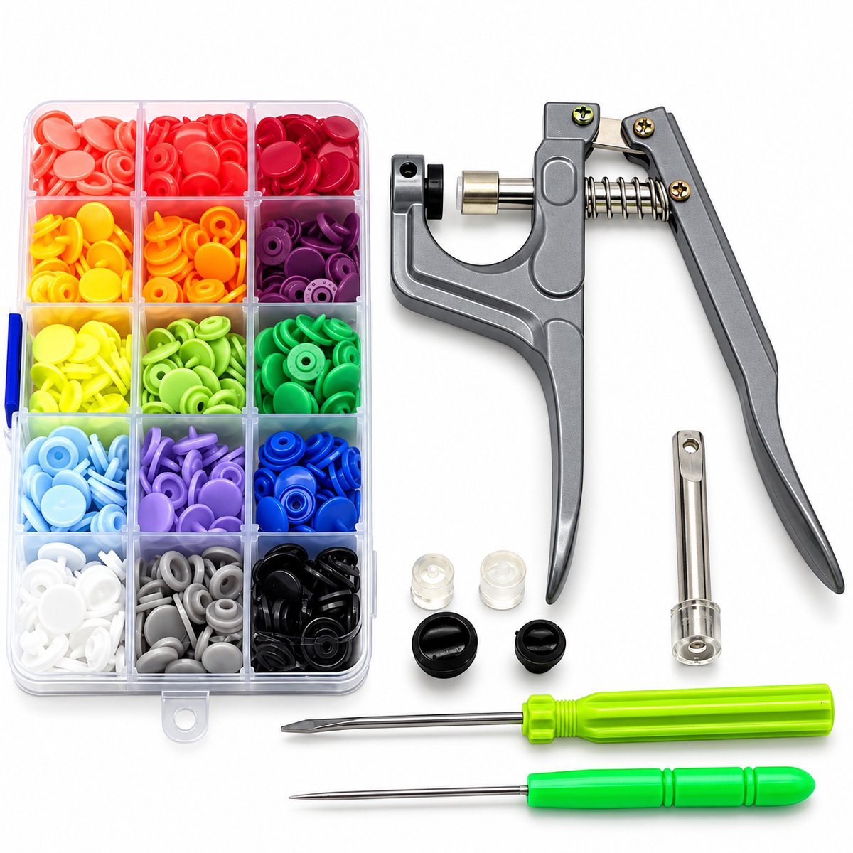 Somstyle Complete Drukknopen Set Met Tang - 150 Snaps - Druktang - Naaien - Multicolor