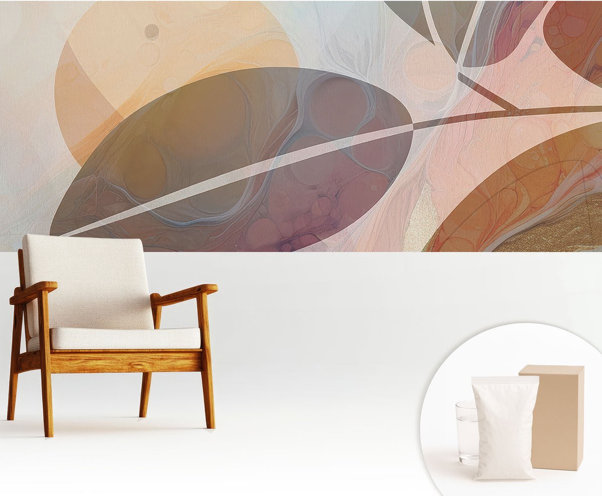 Wallfluent Fotobehang - Grijs Vliesbehang - 250x104 cm - Harmonieuze Bladeren Muurschildering - Gang behang Abstractie - Fotobehang Vlies - Slaapkamer behang