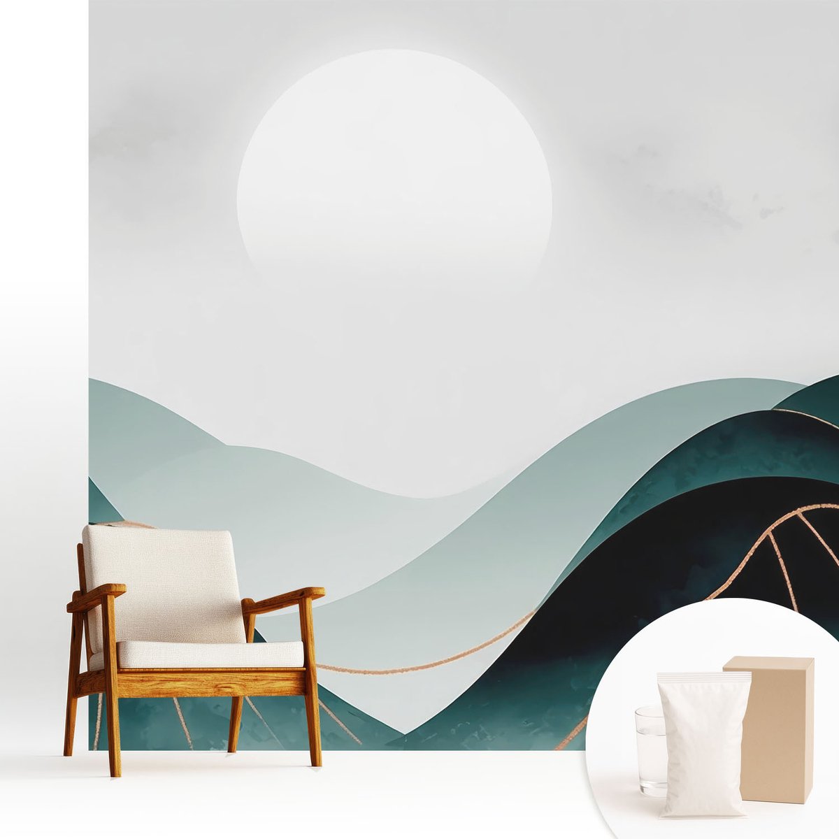 Wallfluent Fotobehang - Groente Vliesbehang - 250x250 cm - Schijnbare Vrede Fotobehang Vlies - Hal behang Landschappen - Muurschildering - Hal behang