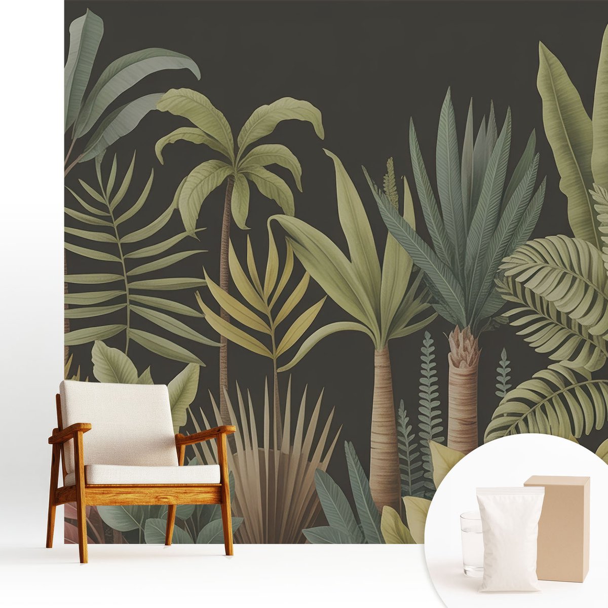 Wallfluent Fotobehang - Groente Vliesbehang - 250x250 cm - Tropische Jungle Muurschildering - Slaapkamer behang Bloemen En Planten - Fotobehang Vlies - Slaapkamer behang