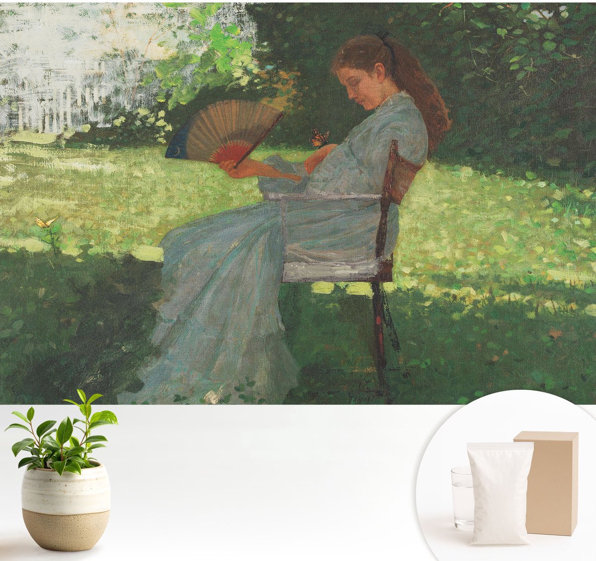 Wallfluent Fotobehang - Groente Vliesbehang - 104x70 cm - Zomerharmonie Fotobehang Vlies - Hal behang Landschappen - Muurschildering - Woonkamer behang