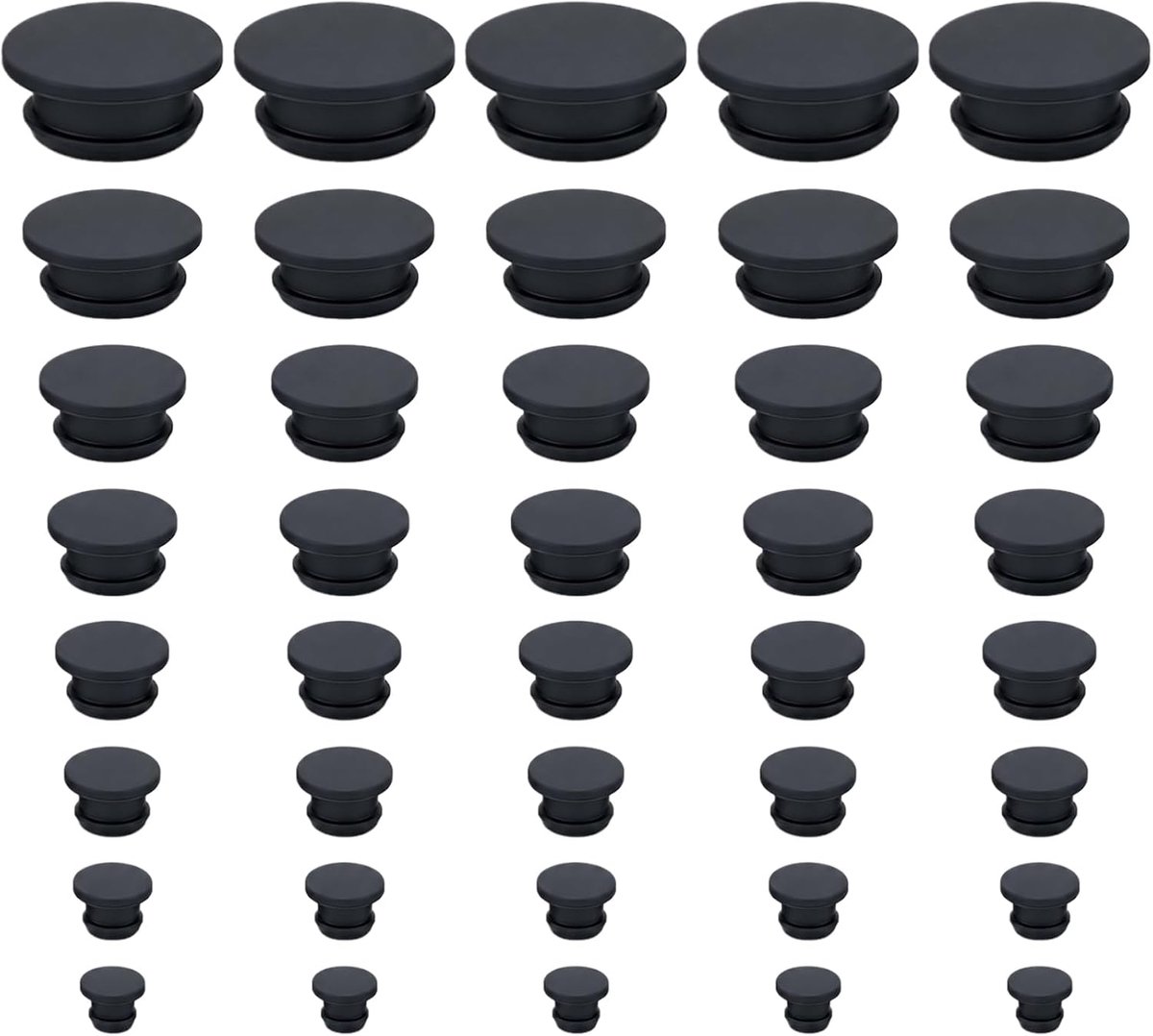 rubberen stoppen 40 stuks - zwart siliconen - extra zacht en waterdicht - perfect voor gaten van 4-10 mm - ShopVlot