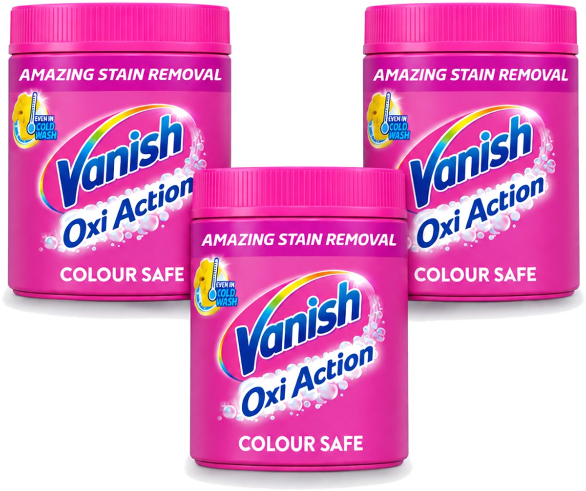 3 x Vanish Oxi Action Pink - Vlekkenverwijderaar - Wasbooster - Zonder Bleek - 1.12 Kg - Voordeelverpakking - 3 stuks