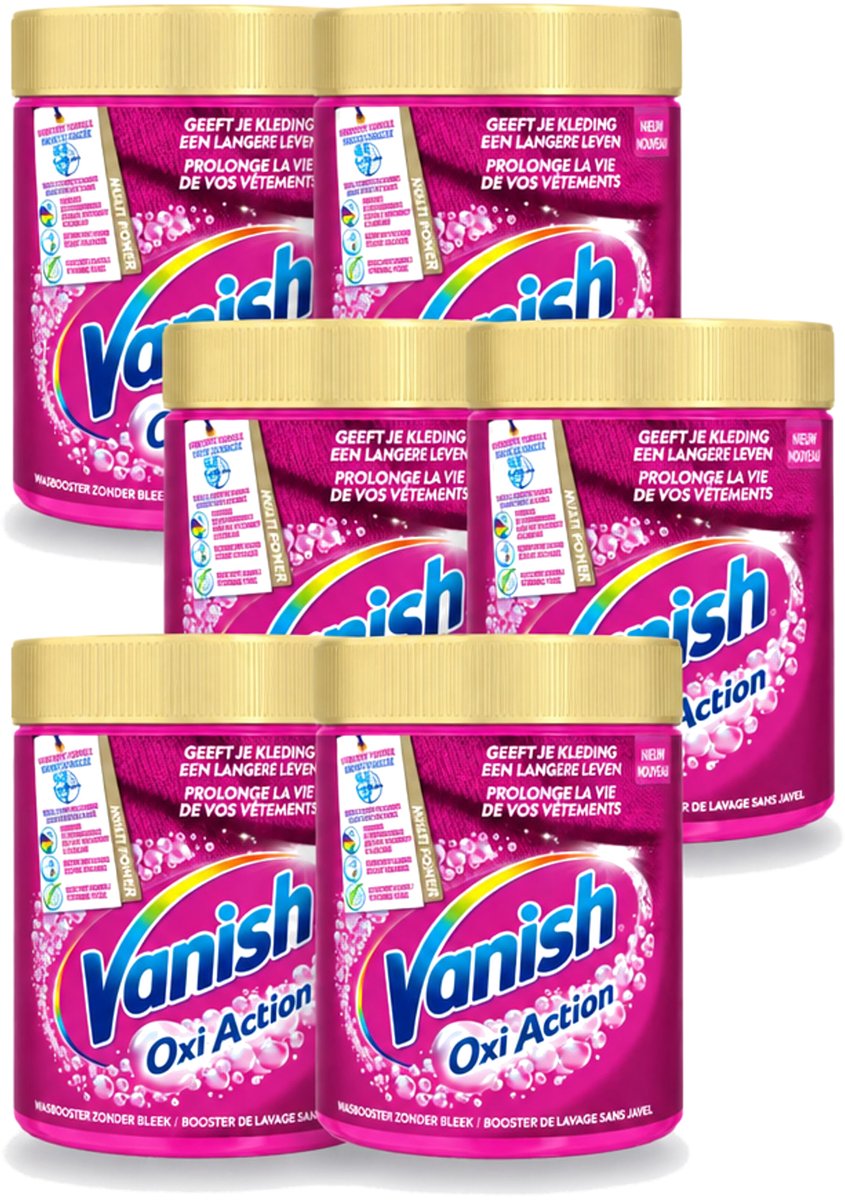 6 x Vanish Oxi Action - Vlekkenverwijderaar - Wasbooster - Zonder Bleek - Gekleurde Was - 550 Gram - Voordeelverpakking - 6 stuks