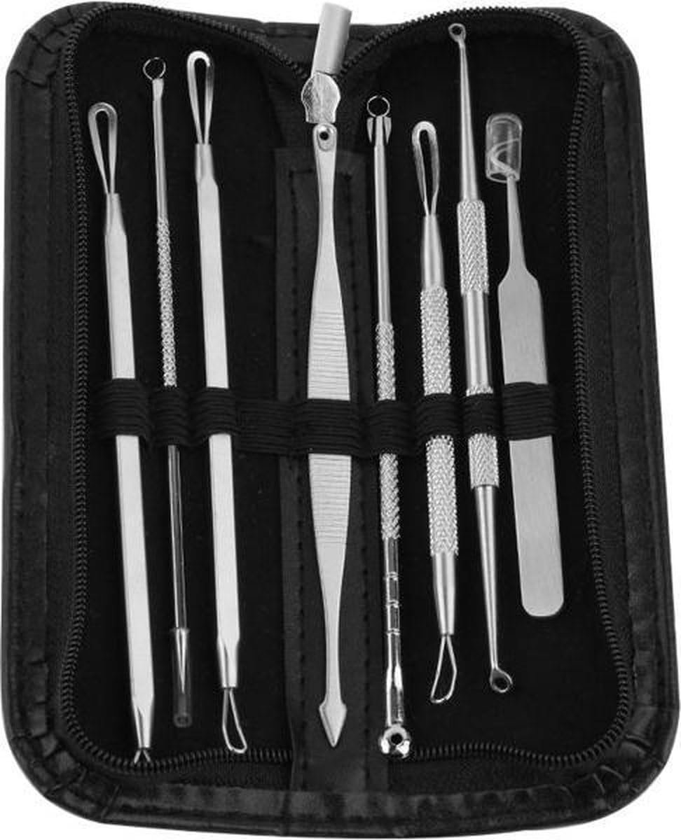 SnelShoppen - Professioneel 8-delig Zwartkoppen & Acne Verwijder Set - Gezichtsverzorging - Skincare - Zwartkop Killer - Hoogwaardige RVS Tools