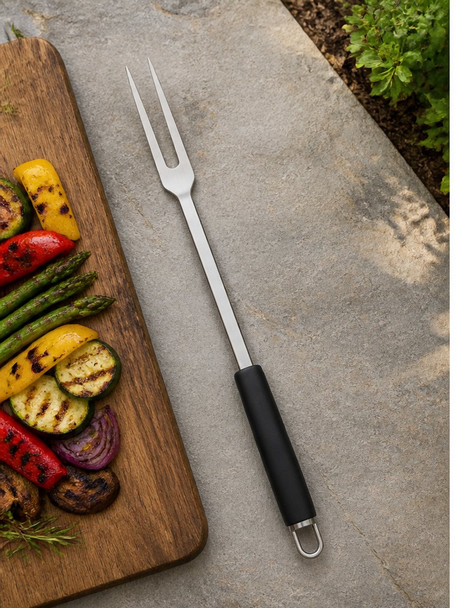 BBQ-vork 51,1 cm - Lange grillvork met twee tanden en ophanglus