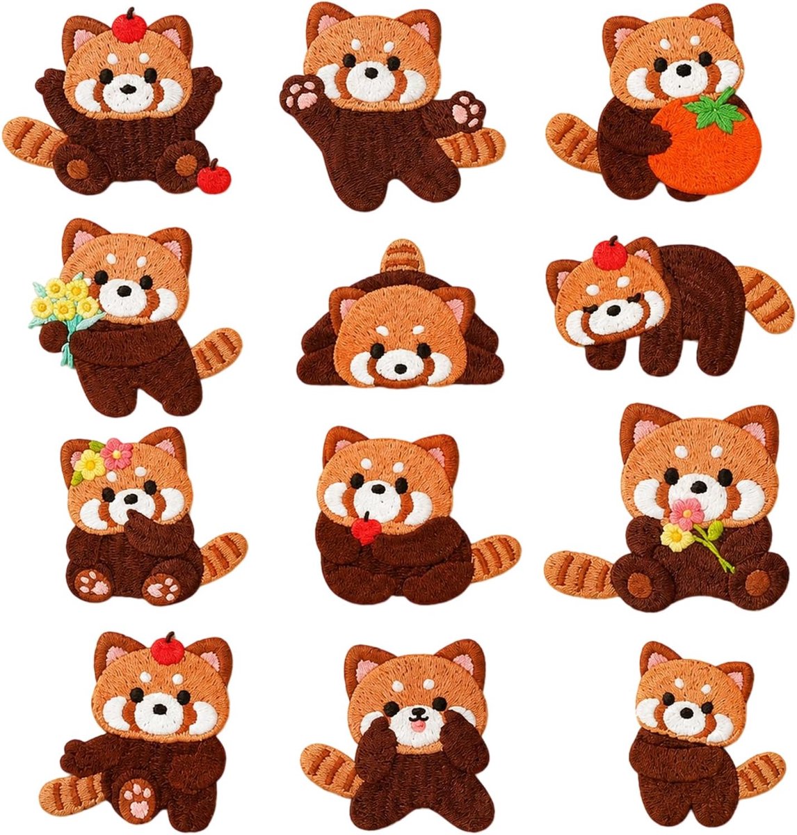 Stuk Verschillende Rode Panda Breipatches, Stickers om op te strijken, Strijkpleisters voor kinderen, Opnaaiers voor kinderen voor kinderkleding, tassen en creatieve DIY