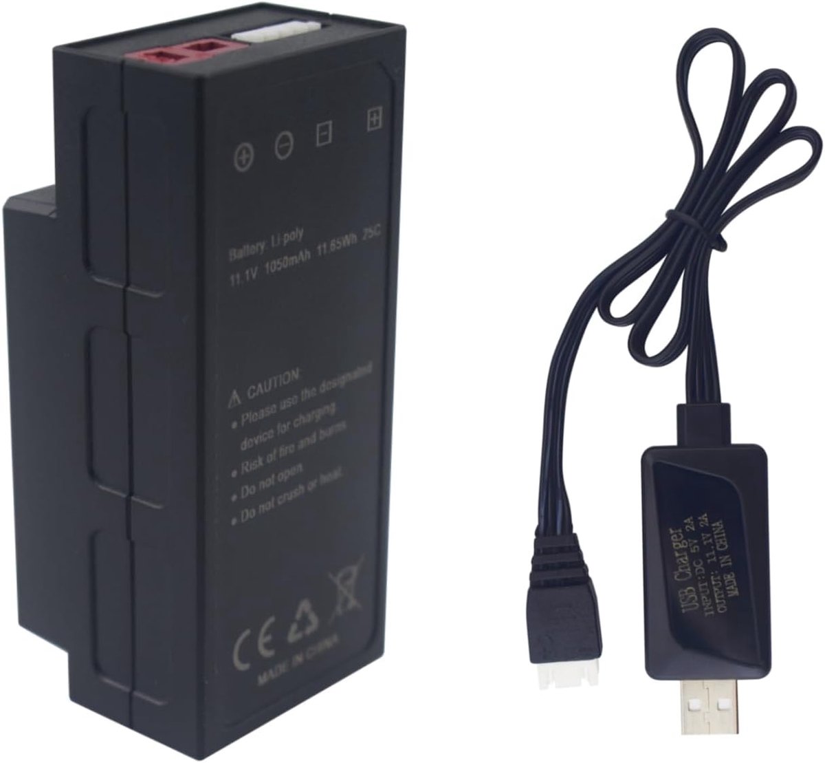 11.1V 1050mAh 25C 3S Lipo Batterij met T-stekker met USB Oplaadkabel voor MJX H16 H16P H16E H16GT H16BM H16PL 14301 RC Auto Hoge Snelheid Drift Model Auto Speelgoed Upgrade Batterij