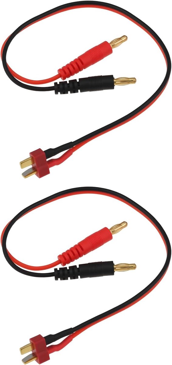 2 STKS 4mm Banaan Plug naar T Connector Opladen Kabel 30cm Compatibel met RC Batterij Opladen