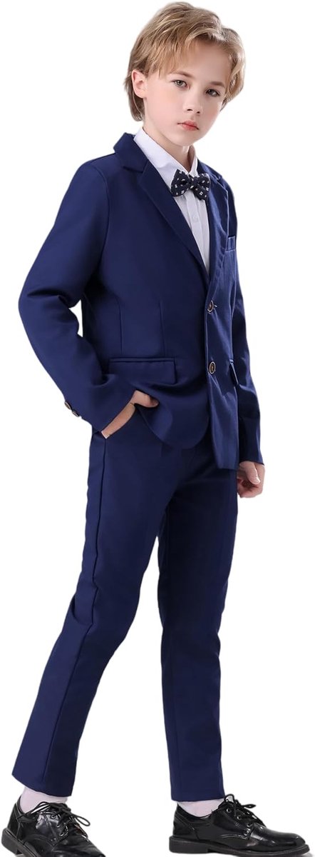2-delige set jongenspakketten, kinderblazer en broek, vrijetijdskleding of bruiloftsfeest, pagneboy-outfit voor 6-11 jaar
