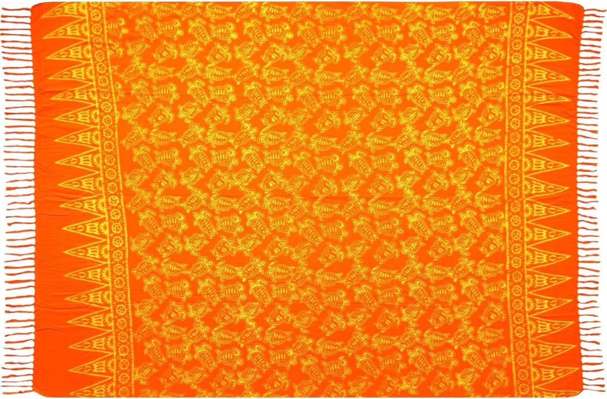 Ca.100 modellen in de winkel Sarong strandlaken Pareo wikkelrok geel schildpad Sar87