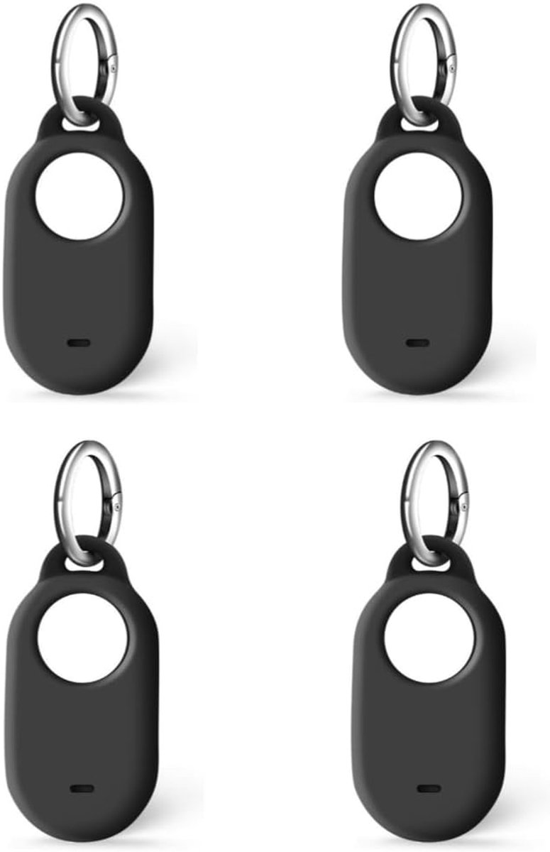 4 stuks siliconen hoesjes voor Samsung Galaxy SmartTag 2, 4 stuks beschermhoes met sleutelhanger, compatibel met SmartTag 2, zwart, S