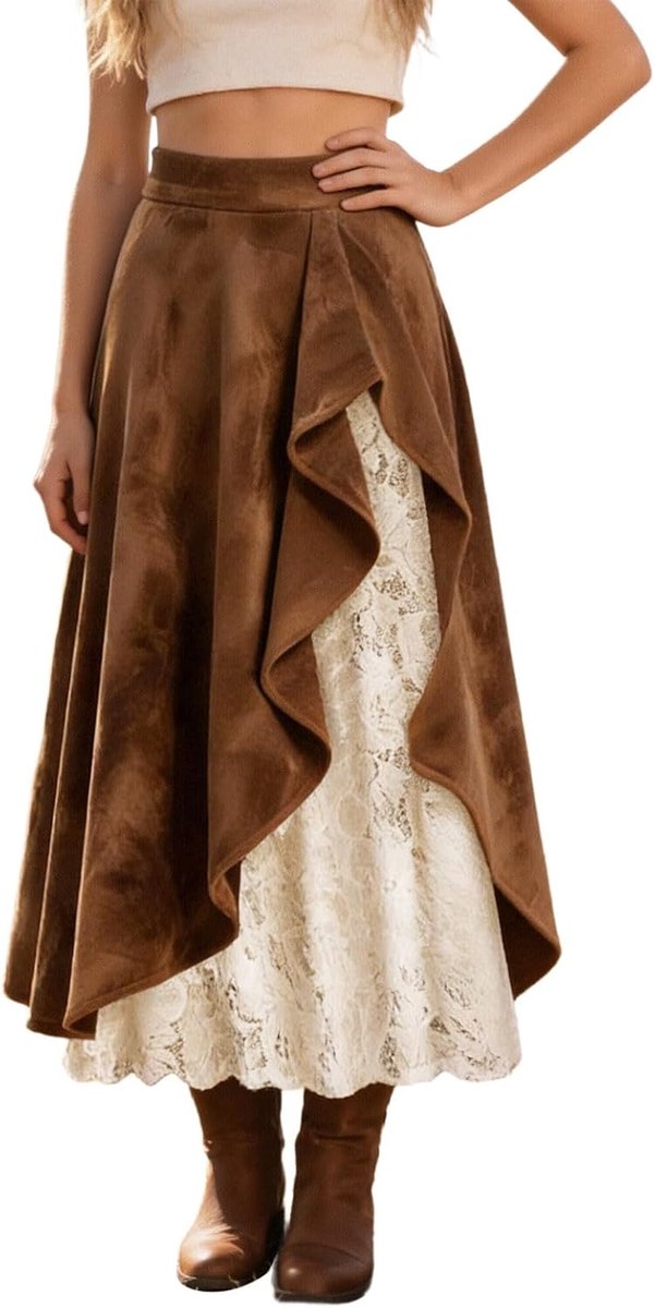 Damesrok, hoge taille, elegant, vintage, geplooid, midi, lang, zomer, casual, chic, kantoor, mode, potlood, skater, retro, A73