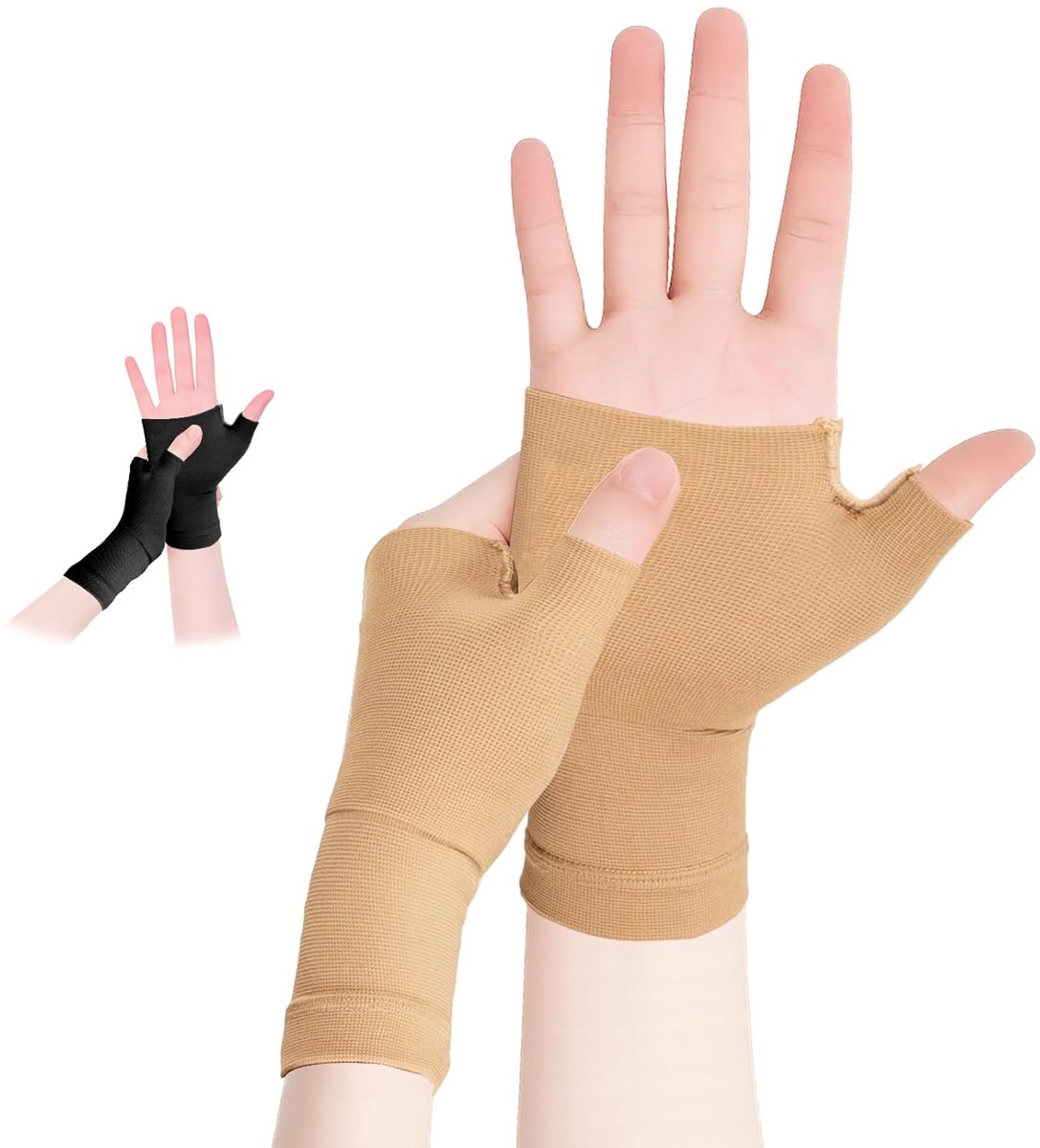 1 Paar Compressiepolssteun, Koperen Polsbandjes Voor Mannen En Vrouwen, Nachtsteun Voor Polsbandjes En Verlichting Van Pijn Zoals Carpaal Tunnel En Artritis (Beige, S)