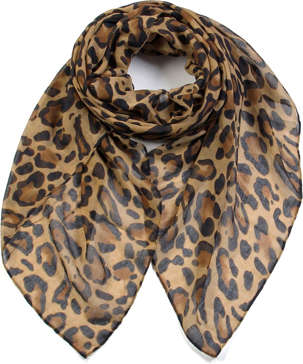 Leopard Print Fashion Scarves Versatile Shawl & Wraps (Classic Brown)