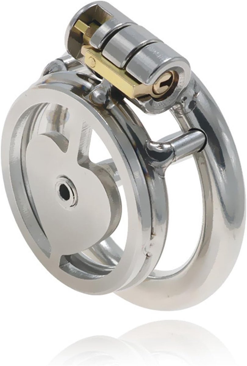 Chastity Cage Chastity Devices with Karabiner Stainless Steel Chastity Lock for Men Penis Cage Man with Metal Tube Dark Lock Design, Good Concealment, SM Sex Toys L (Short,45mm/1.77in)