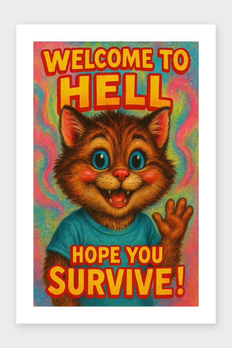 Welcome To Hell Poster - Dieren Posters - Teksten - Passe-Partouts Effect - Wanddecoratie Woonkamer - 180 gram papier - BL6146AZ - Formaat 70 x 100cm